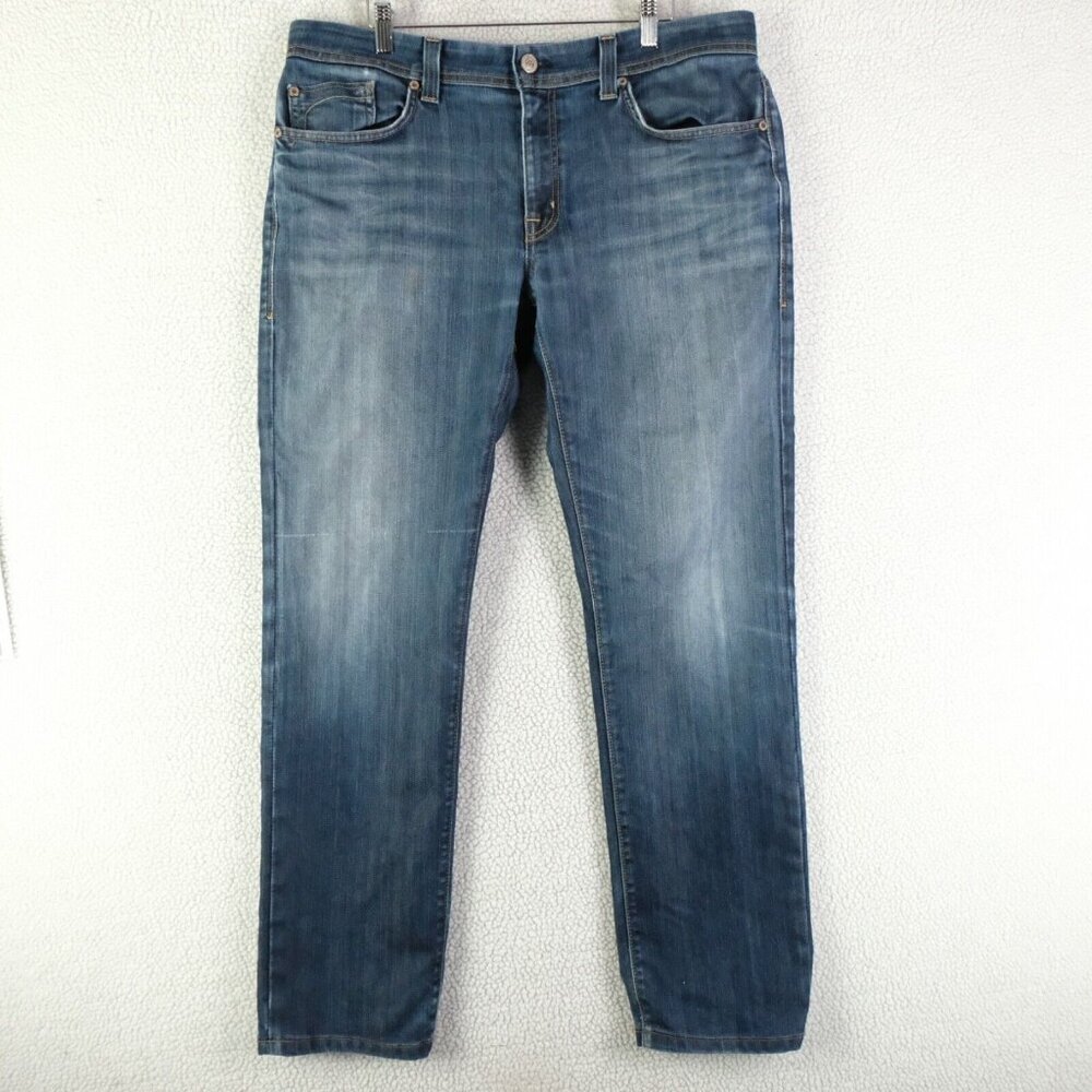 Fidelity Jeans Mens 36X32 Blue Slim Jim Stone Wash Stretch Denim